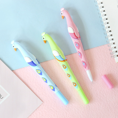 Zf1886 Korean Creative Cute Peacock Shape Soft Silicone Neutral full Needle Pen Black Student Stationery Wholesale 