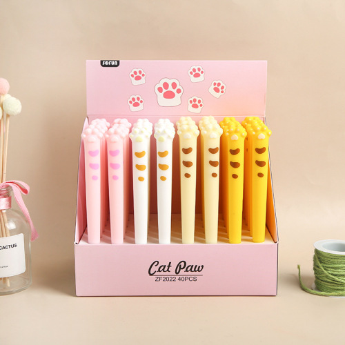 Zhongfan Zf2022 Korean Cartoon Cute Cat Claw Soft Gel Pen Student Creative Water Pen Stationery Factory Customization
