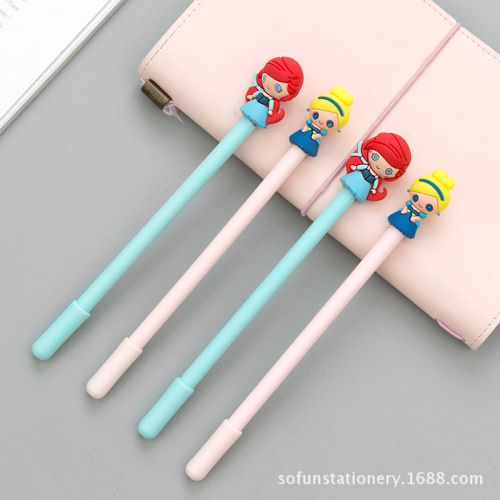 New Zf1855 Hot Sale Girl Heart Princess Shape Silicone Cartoon Gel Pen Creative Cute Stationery Factory Direct