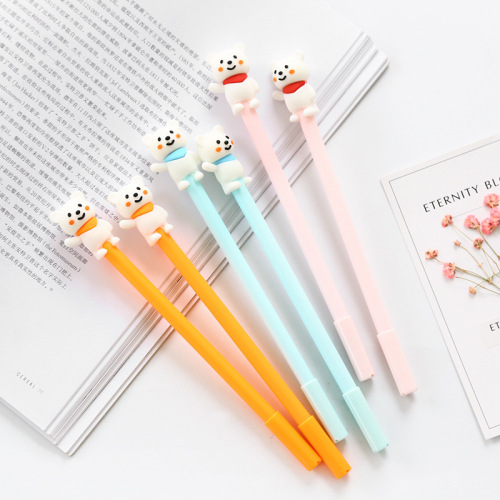 Zf1875 Cute Bear Gel Pen 0.5mm Student Homework Writing Cartoon Stationery Gel Pen Wholesale