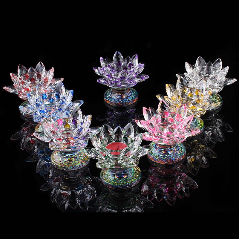 水晶工艺品 水晶莲花烛台