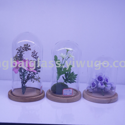 glass micro landscape cover， preserved fresh flower cover， glass cake plate， glass cover