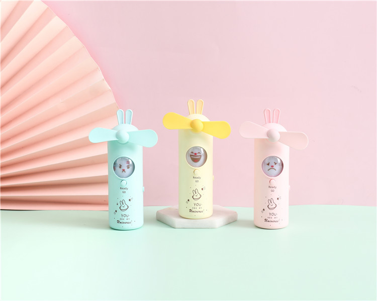 创意新奇兔子风扇迷你兔usb小风扇 变脸风扇表情兔夜灯减压风扇