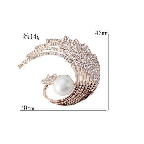 韩版简约大气高档胸花精美奢华凤尾花别针扣珍珠微镶锆石时尚胸针