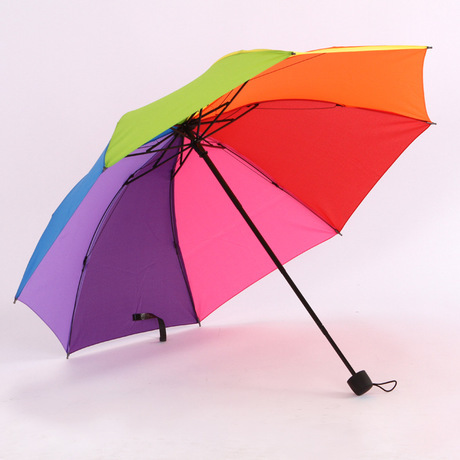 Umbrella Factory Wholesale Creative Princess Rainbow Umbrella Folding Advertising Umbrella Tri-Fold All-Weather Umbrella