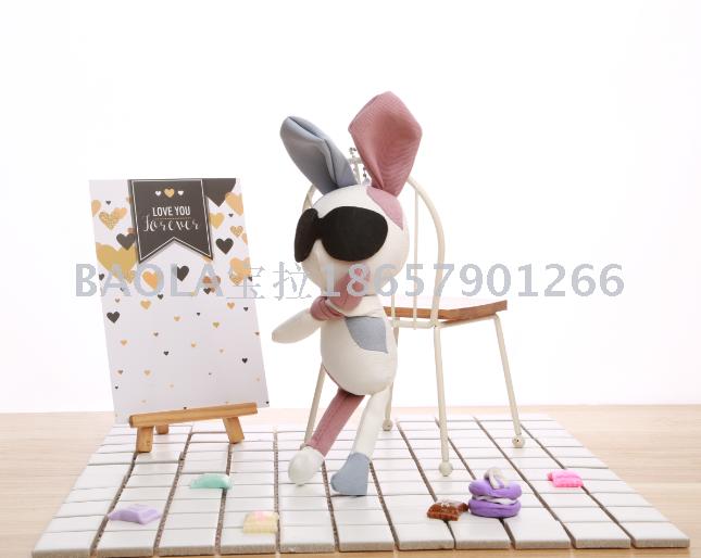 墨镜兔毛绒小公仔钥匙扣小号爪机娃娃婚庆抛洒玩偶