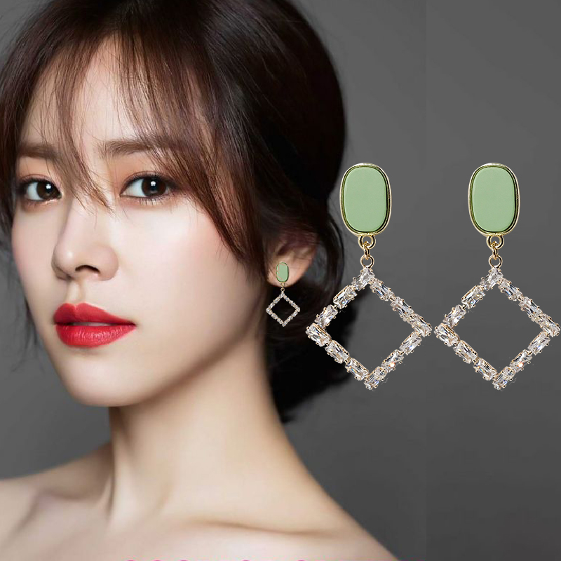 925银人造锆石耳钉女长款气质耳坠夏季潮品耳饰2020新款厂家批发