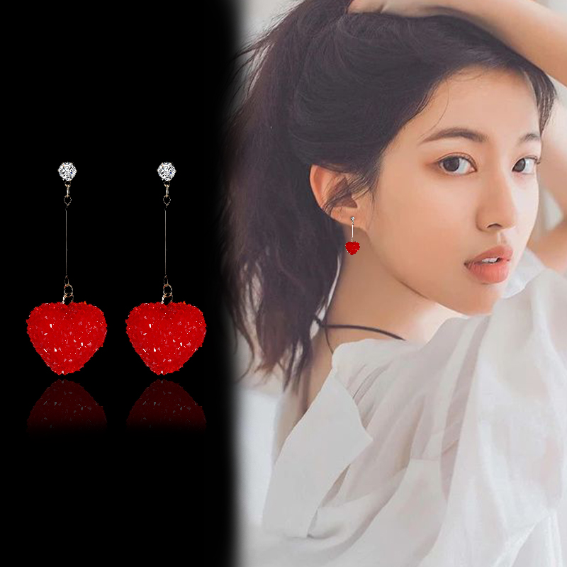 新款甜美小清新饰品简约锆钻心形耳坠女款爱心耳环厂家直销批发