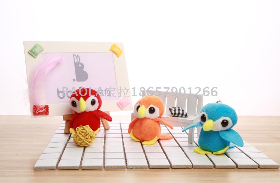 三色小鸟毛绒小公仔钥匙扣小号爪机娃娃婚庆抛洒玩偶