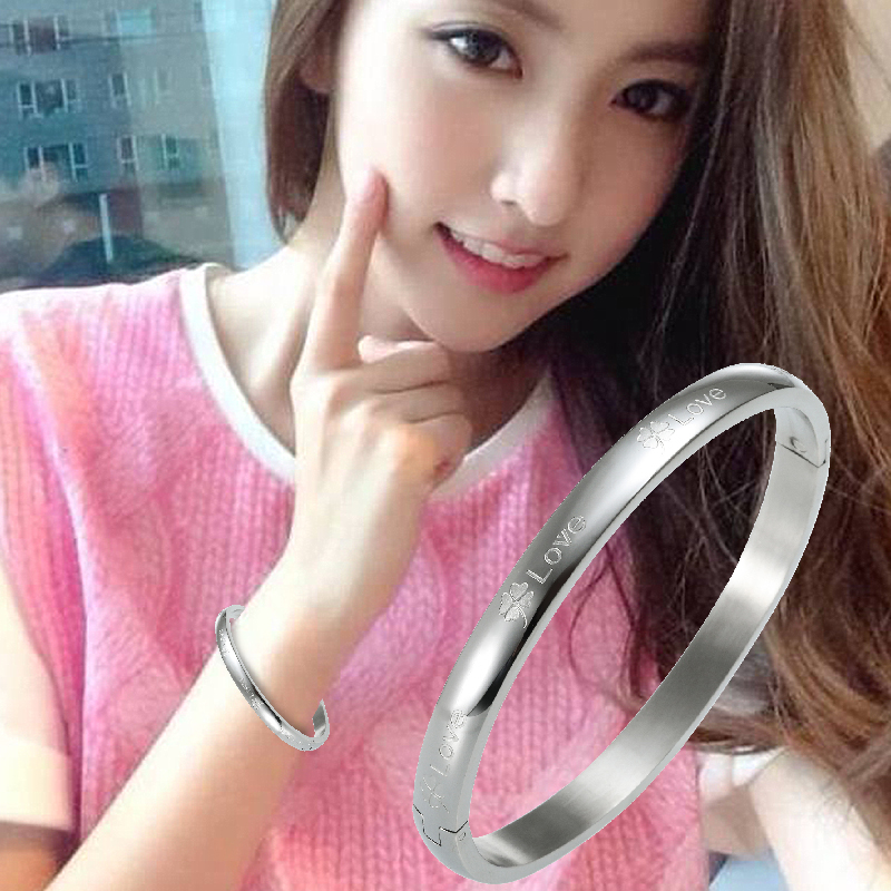 钛钢手镯简约时尚镯子情人节礼物送女朋友生日百搭厂家直销批发