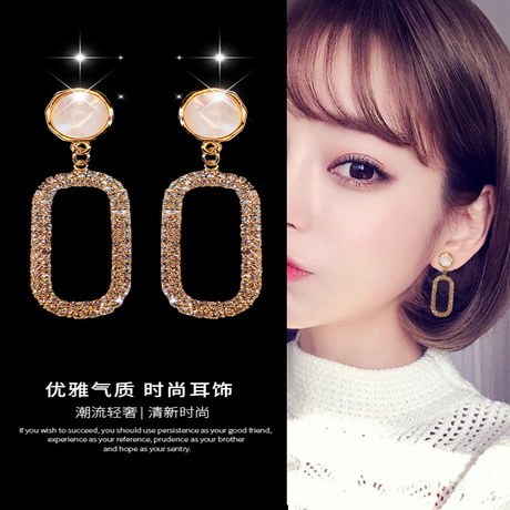 S925银针耳饰网红女气质日韩国耳环批发2019新款潮小众冷淡风耳钉