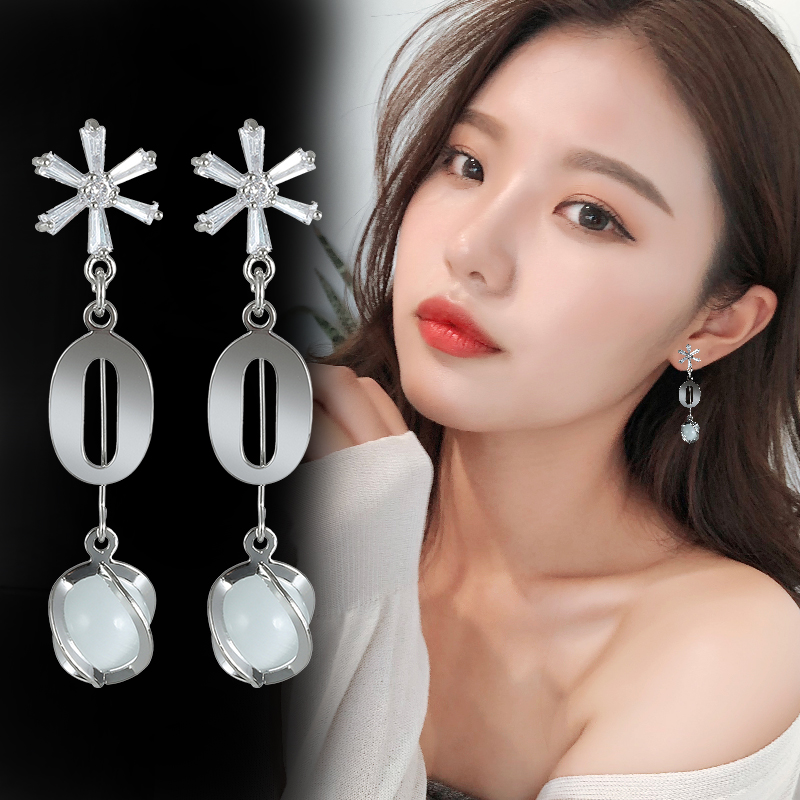 925银长款耳坠耳钩女潮韩国时尚气质高级感耳坠2020网红耳饰批发