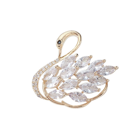 韩版高档大气天鹅胸针微镶锆石开衫外套胸花时尚搭配衣饰别针扣