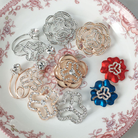 妇联标志胸针水钻胸花 妇女联合会胸章徽章定做 三环丝巾扣饰品