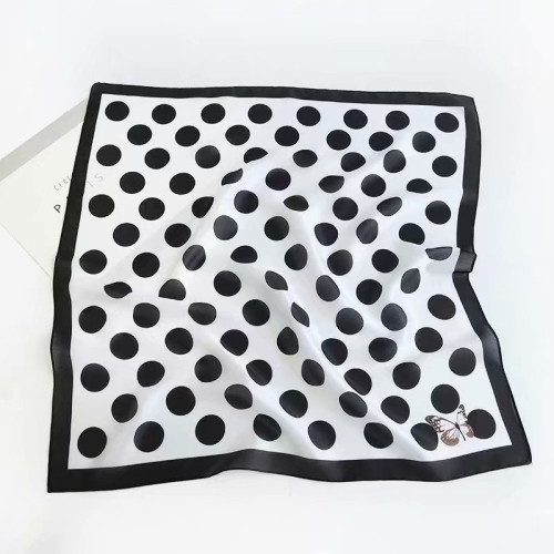 Silk Satin Printed Small Square Scarf Silk Scarf Dots 58*58