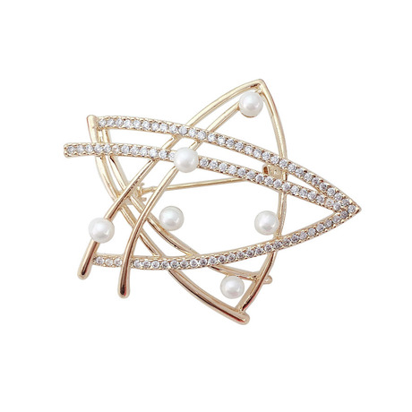 欧美热销微镶锆石珍珠胸针高档礼服西服配饰天文星五角星别针胸花
