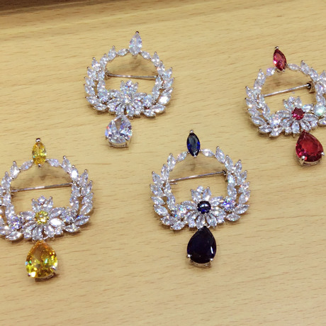 韩版时尚微镶锆石胸花百搭服饰开衫别针两用毛衣链刘涛同定制胸针