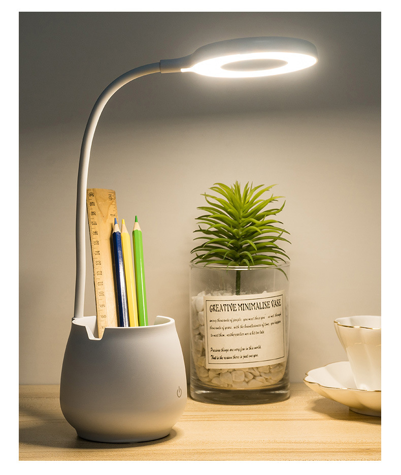 创意多功能笔筒台灯学生卧室触摸护眼阅读led夜灯USB充电桌面台灯