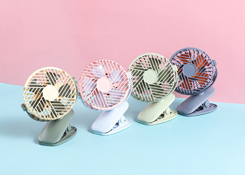 创意新款USB夹子小风扇二档风带夜灯学生宿舍书桌夹子台式小风扇