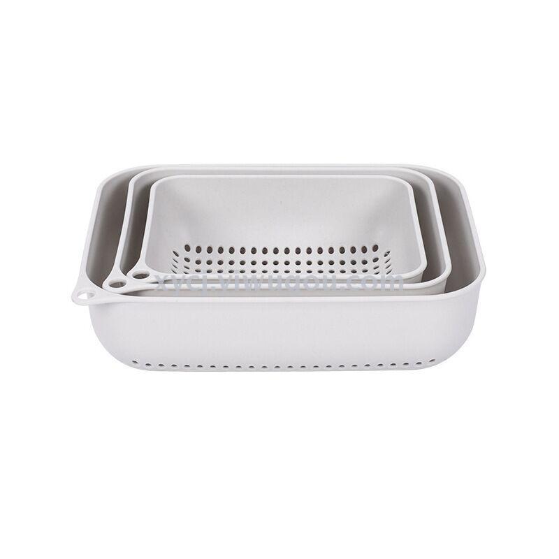 A three-piece set of rectangular kitchen fruit and vegetable storage baskets and draining baskets pic 4
