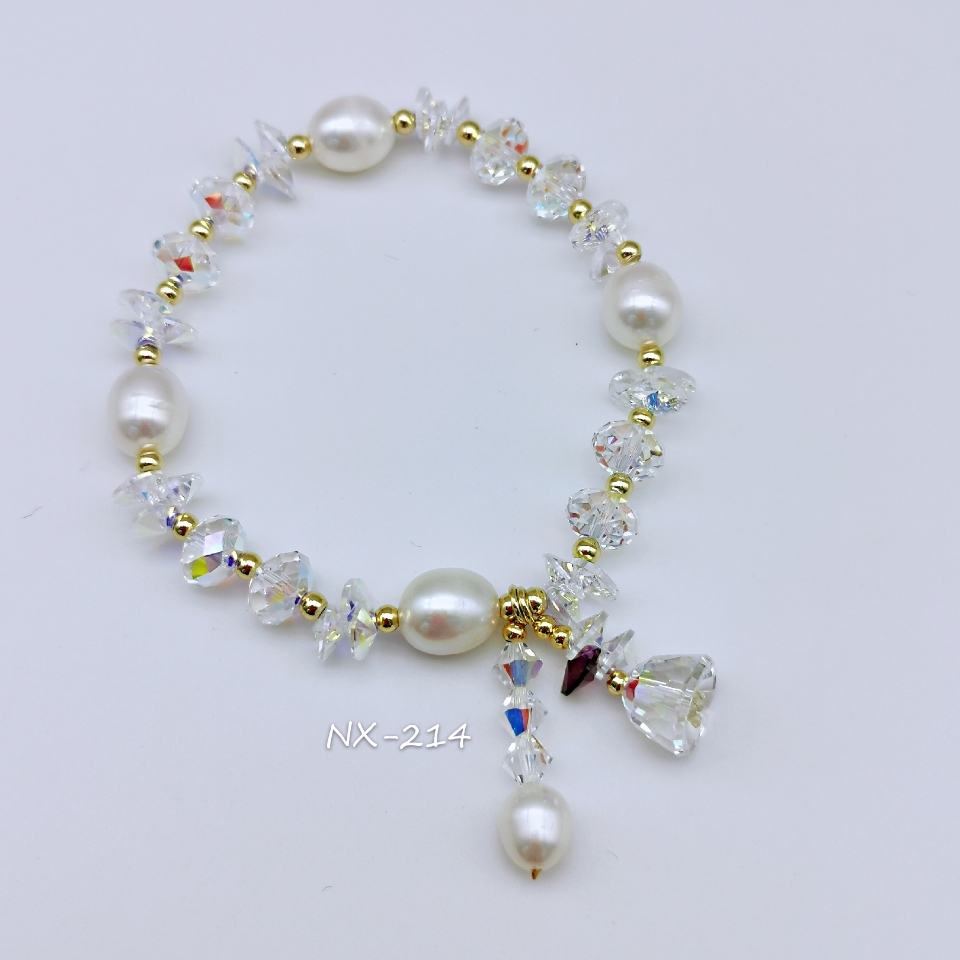 14K包金施华洛世奇天然淡水珍珠简约时尚设计手串