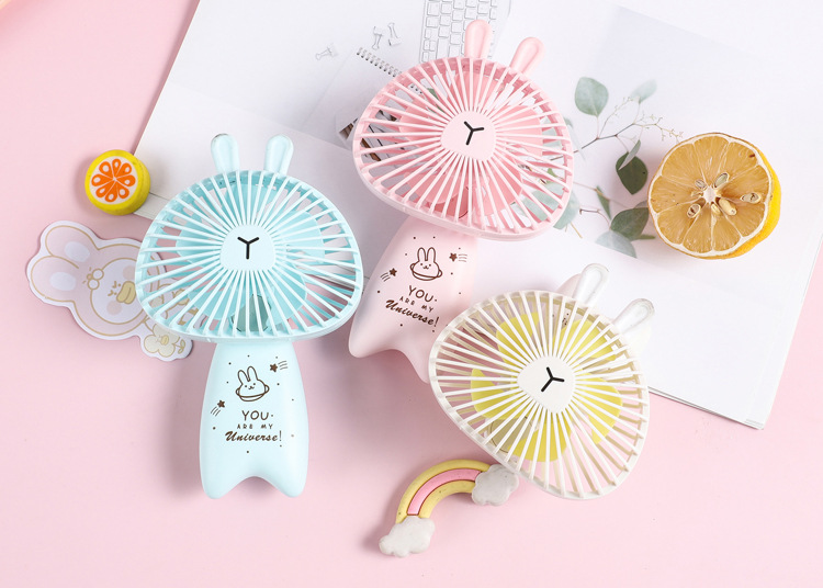 卡通迷你小风扇 多功能兔子usb充电折叠小风扇创意手持便携风扇