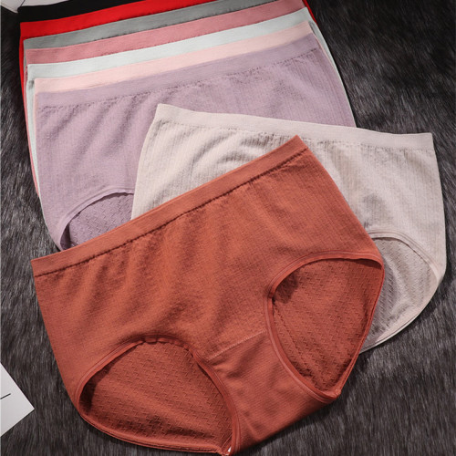 Mid Waist Women‘s Briefs Pure Color Seamless Medium Size Classic Panties Women