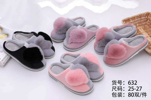 cotton slippers two-color sole series， stitching heart bag heel design， non-slip warm
