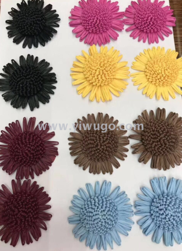 Plastic Flowers Raffia Shoe Ornament SUNFLOWER Shoes Decoration Sunflower Clothing Shoes Accessories Color Slippers