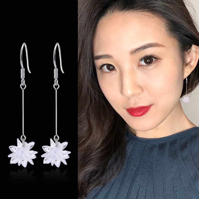 耳线韩国气质简约耳坠冰花吊坠超仙耳环淑女长款个性耳钉厂家直销