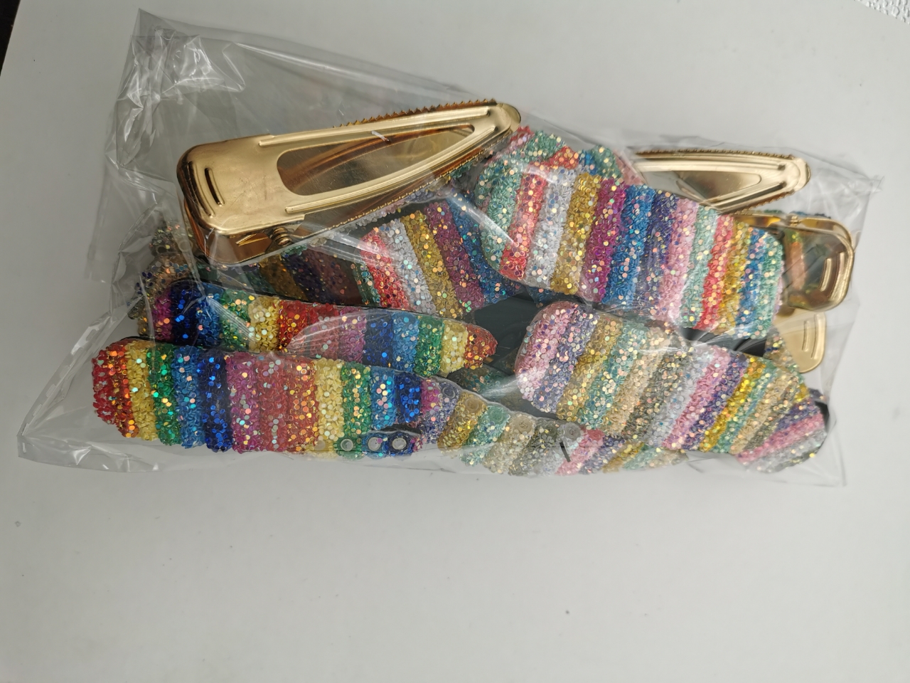 韩版流行七彩虹发夹bb边夹头顶夹少女夹按包混批混款混色