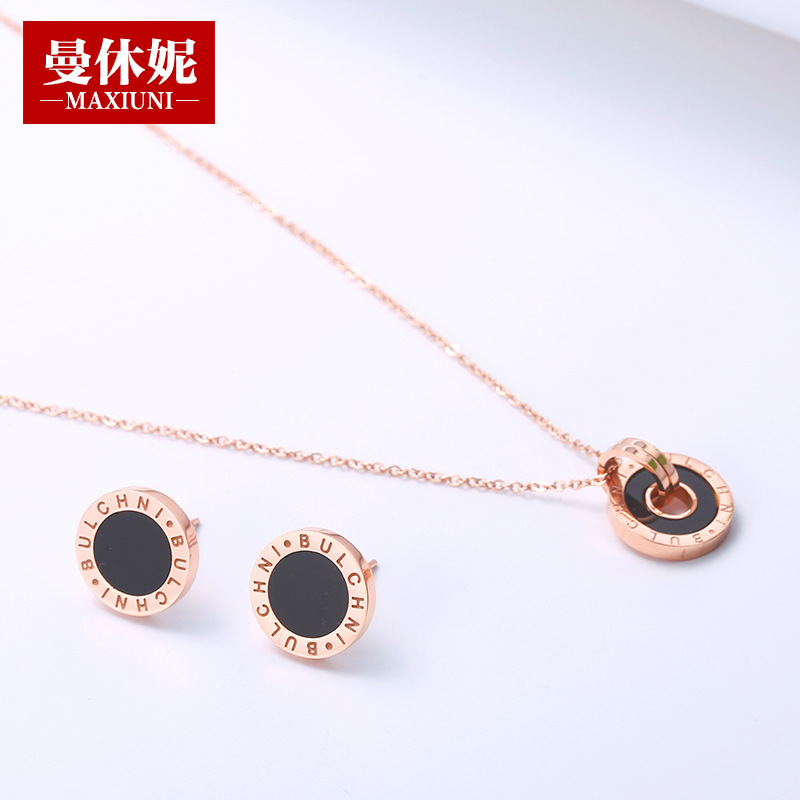 钛钢罗马数字耳钉女简约大方气质玫瑰金色耳环时尚彩金圆形耳饰品