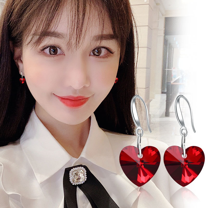 925银色桃心爱心耳环女日韩国甜美时尚气质网红心型心形耳环批发