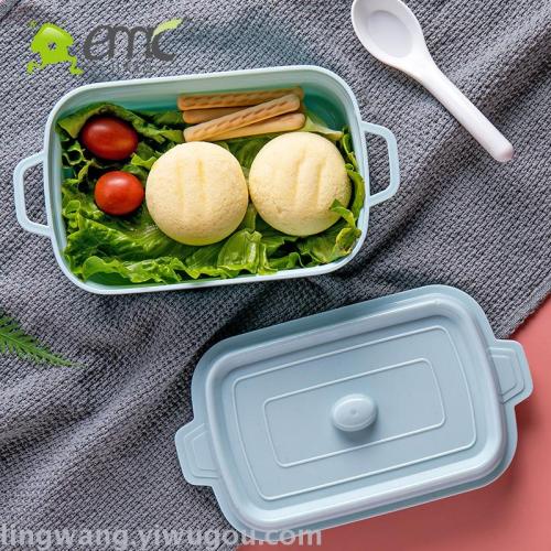 Square Single-Layer Sealed Lunch Box Japanese Style lunch Box with Tableware Compartment Student Adult Lunch Box Wholesale