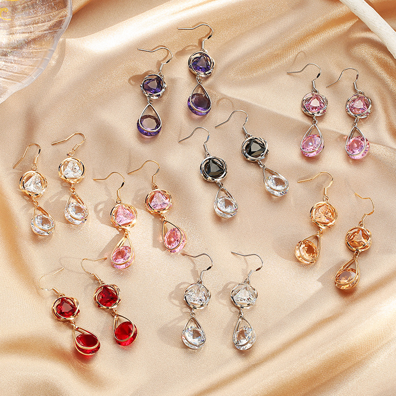 S925银针水滴耳坠中长款气质圆脸耳饰韩版时尚耳钩女网红耳环批发