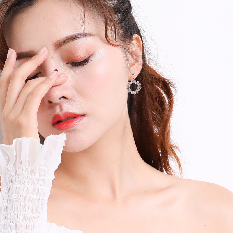 S925银针不易过敏圈圈耳坠韩版女耳环中长款耳钉百搭耳饰厂家批发