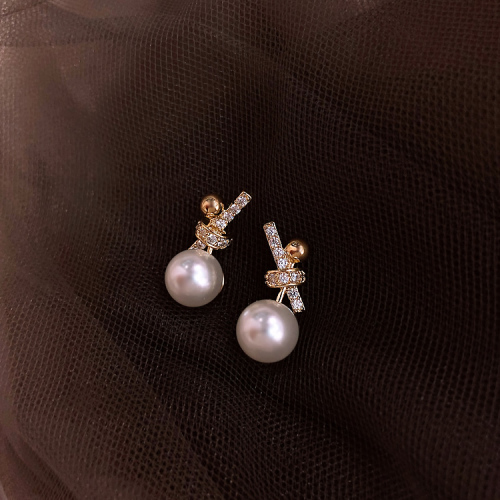 bow pearl earrings women‘s elegant small earrings 2020 new fashion earrings earrings 925 sterling silver silver needle