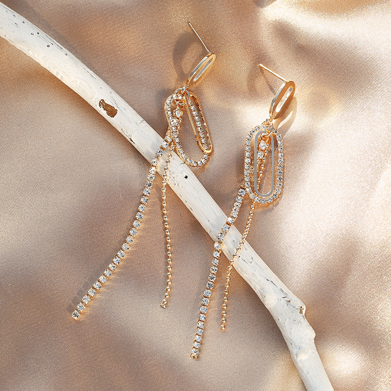 S925银针长款气质流苏新品潮耳饰显脸瘦耳环韩百搭女网红耳钉批发