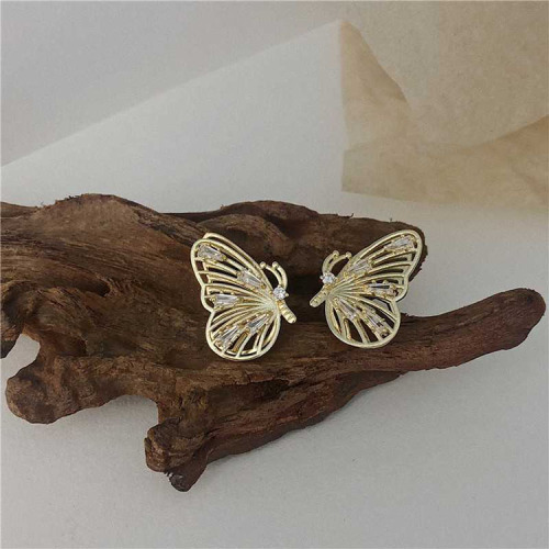 Gentle Fairy Lady Temperament and Fully-Jewelled Butterfly Studs Super Fairy Korean High Sense Internet Influencer Earrings 2020 New Fashion