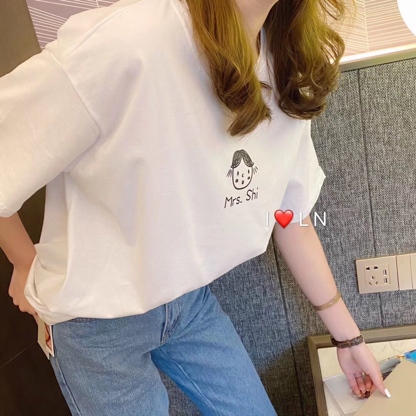 纯棉T恤女短袖宽松体恤女装2020新款圆领学生打底衫上半袖