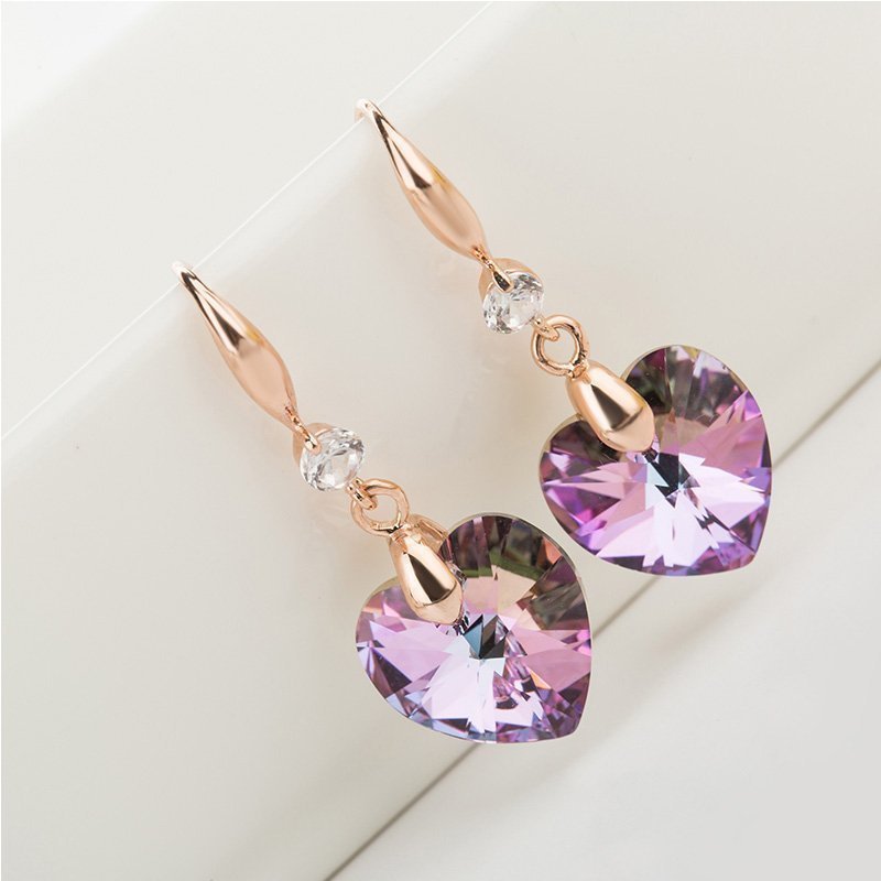 长款甜美爱心水晶耳环个性耳坠气质女韩国百搭简约耳钉防过敏礼物