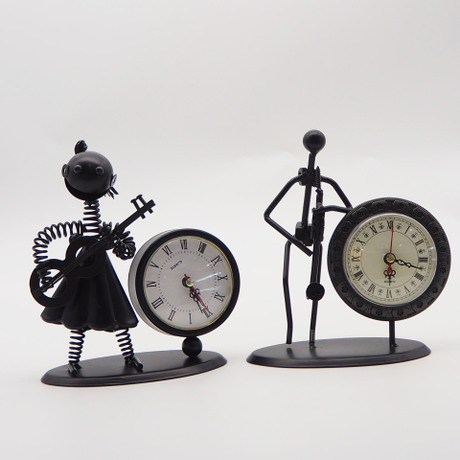 铁艺工艺品大号铁人闹钟摆件 乐队铁人摆设时钟桌面摆件批发