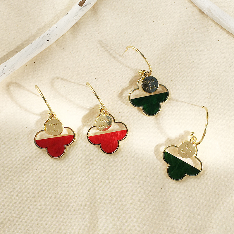 S925银针四叶草耳环女气质耳坠中长款耳饰圆脸显瘦耳钉2020新款潮