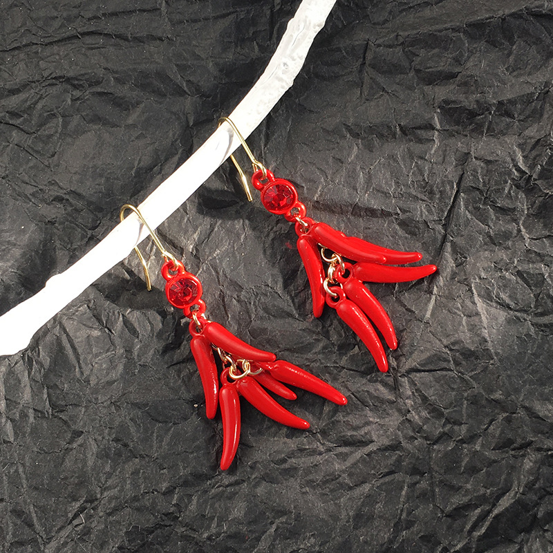 2020新品潮辣椒耳坠韩版耳饰气质红色喜庆复古国风耳环厂家批发