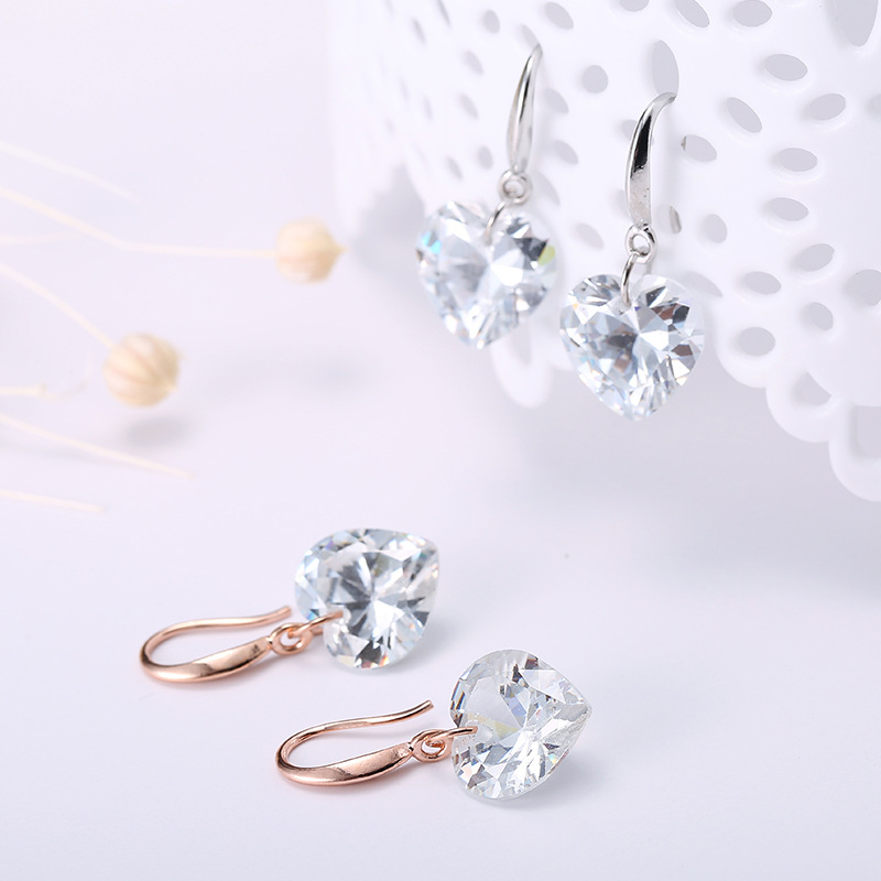 韩版时尚少女感 甜美可爱红色爱心桃心简约百搭气质耳环 耳钉批发