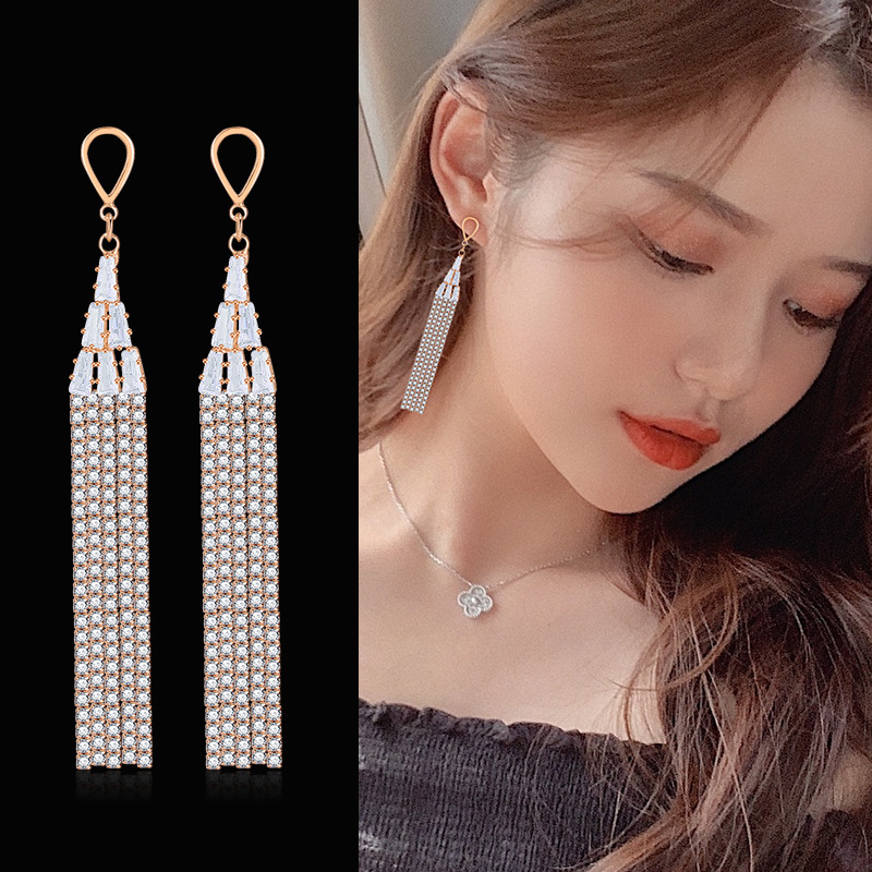 2019新款网红长款流苏时尚耳坠气质百搭耳环修饰脸型耳钉厂家批发