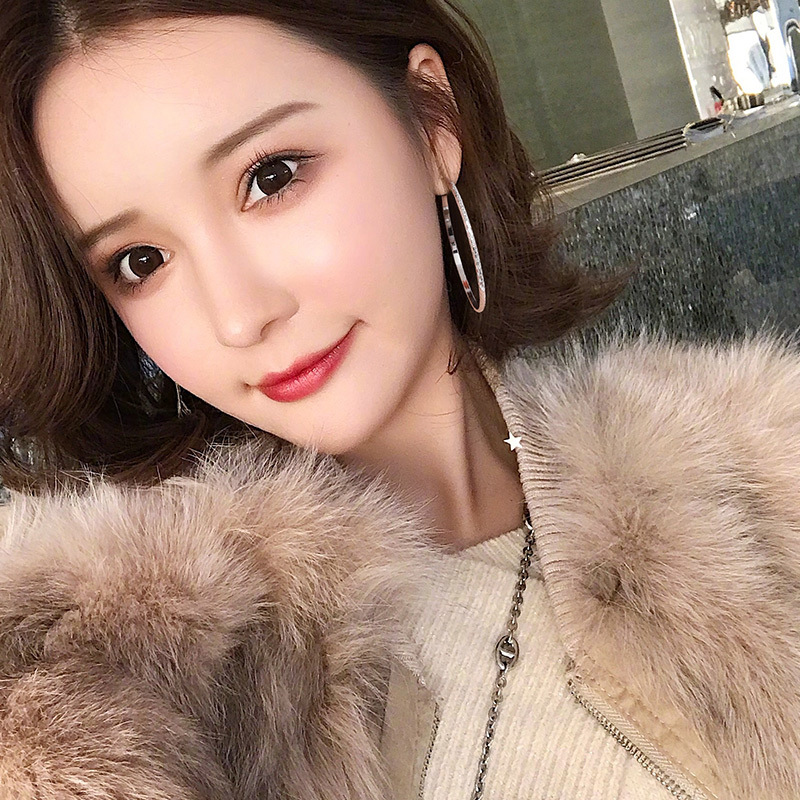 925纯银圆圈耳环女韩国个性夸张时尚大耳圈简约耳坠圆形厂家批发