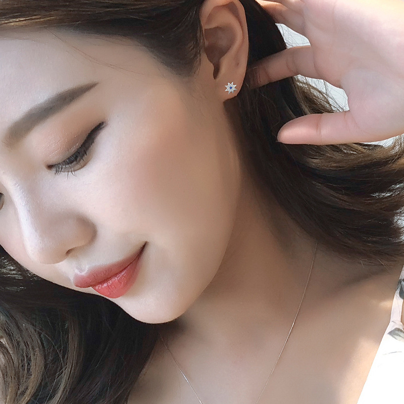 S925银针防过敏耳饰AB款不对称时尚个性韩版耳环厂家批发直销