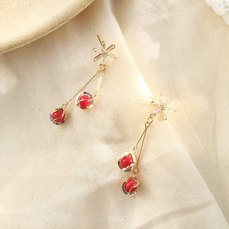 S925银针时尚中长款耳坠气质时尚耳饰韩版女网红个性耳环批发