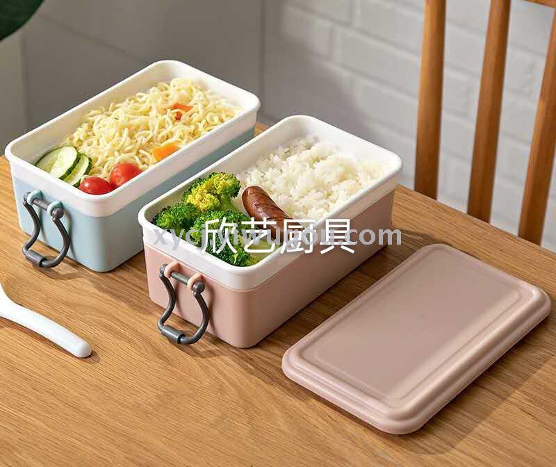 Creative double-layer lunch box, student bento box, microwave oven, Japanese-style separated preservation box pic 1